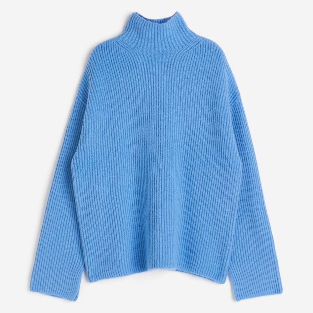 Rib-knit mock turtleneck sweater